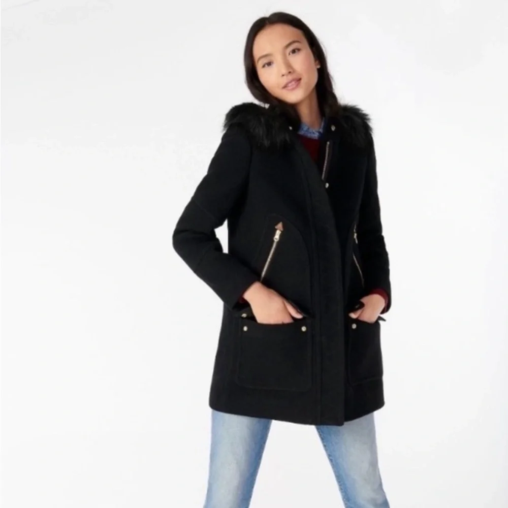 J Crew Coat Chateau Parka Italian Cloth in Black - Picture 3 of 8